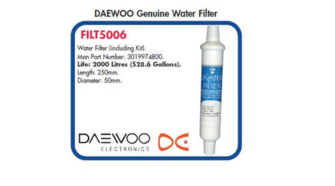 Daewoo 3019974800 Internal Fridge Filter, 2000 Litres (250mm x 50mm)