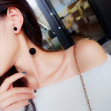 Hot Fashion Women's Earrings Red Black Plush Ball Female Korean Velvet Round Cute Simple Long Tassel Hanging Earrings Jewelry