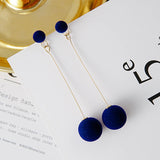 Hot Fashion Women's Earrings Red Black Plush Ball Female Korean Velvet Round Cute Simple Long Tassel Hanging Earrings Jewelry