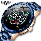 Lige Steel Band Smart Watch Men Heart Rate Blood Pressure