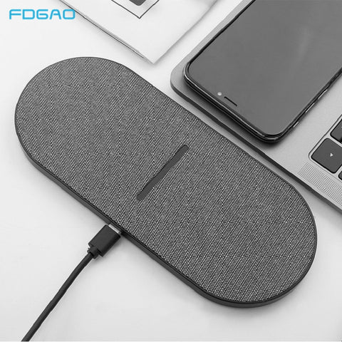 Dual Seat Qi Wireless Charger 20W Double Fast Charging Pad