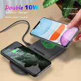 Dual Seat Qi Wireless Charger 20W Double Fast Charging Pad