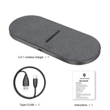 Dual Seat Qi Wireless Charger 20W Double Fast Charging Pad