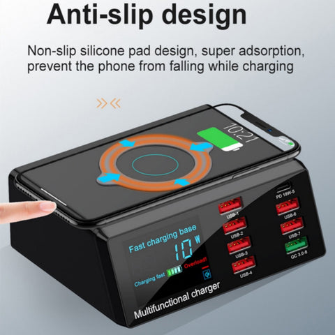 USB Charger Wireless Quick Charge 8-USB Ports Dock Station