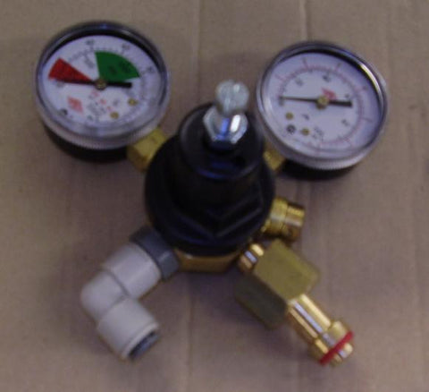 Single Outlet CO2 Regulator, Bottle Mount, Twin Gauge c/w 3/8" Pushfit