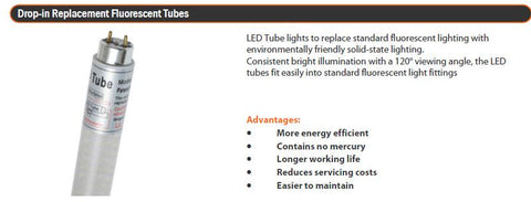 White T5 LED "Drop In" Tube, 100v~240v AC, 4w, 30cm